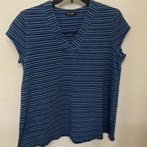 Blue and white striped top